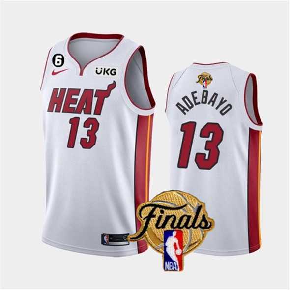 Men%27s Miami Heat #13 Bam Adebayo White 2023 Finals Association Edition With NO.6 Patch Stitched Basketball Jersey